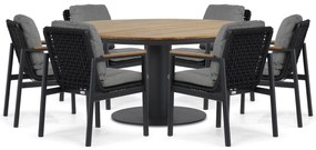 Tuinset Ronde Tuintafel 6 personen 160 cm Aluminium/rope Grijs  Coco Ralph/Salerno