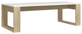 vidaXL Salontafel 110x50x35 cm bewerkt hout wit en sonoma eikenkleurig