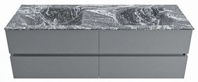 Mondiaz Vica DLux badmeubel 150cm plata 4 lades met wastafel lava dubbel 2 kraangaten