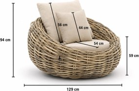 Stoel en Bank Loungeset 5 personen Wicker Taupe  Apple Bee Cocoon/Monaco