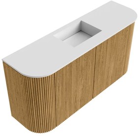 Mondiaz Joya 85cm toiletmeubel ronding links/rechts oak met wastafel faye midden zonder kraangat talc