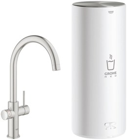 Grohe Red 3-in-1 kokendwaterkraan met C-uitloop en combi boiler supersteel