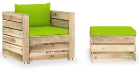 vidaXL 2-delige Loungeset met kussens groen geïmpregneerd hout