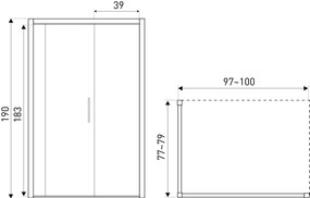 Kerra Silves douchecabine 100x80cm zwart