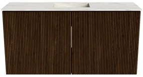 Mondiaz Joya DLux 80cm toiletmeubel walnut met wastafel faye midden zonder kraangat ostra