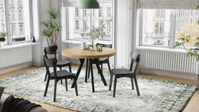 EXPANSO Eik Artisan/zwarte poten - GROTE RONDE TAFEL Ø110 UITBREIDBAAR TOT 310 cm met Y-POTEN LOFT/INDUSTRIAL