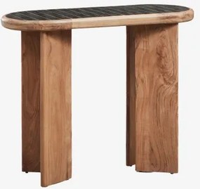 Aitana Halfrondje Console 100x40 Cm Met Tegels En Acaciahout Chocoladebruin - Acaciabruin - Sklum