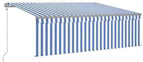 vidaXL Luifel automatisch uittrekbaar met rolgordijn 4,5x3 m blauw wit