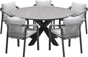 Garden Impressions Tarera tuinset 6-delig - Duuk tuintafel Ø150 cm