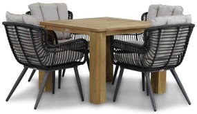Tuinset 4 personen 100 cm Wicker/Aluminium/Aluminium/wicker Zwart Coco Azzano/Brighton