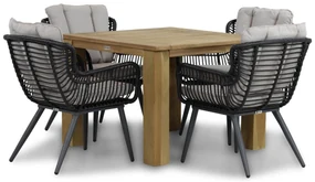 Tuinset 4 personen 100 cm Wicker/Aluminium/Aluminium/wicker Zwart Coco Azzano/Brighton