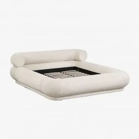 Bernaste Bouclé Stoffen Bed 160 X 200 Cm & Bouclé Wit - Sklum