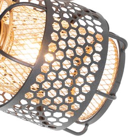 Design plafondlamp zwart met goud 5-lichts - Noud Design E14 rond Binnenverlichting Lamp
