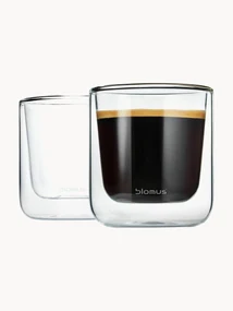 Dubbelwandige glazen bekers Nero, 2 stuks