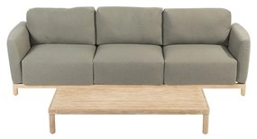 4 Seasons Outdoor Yara 3-zits loungebank met geborsteld teak onderstel * Sale *      houtkleur weerbestendig