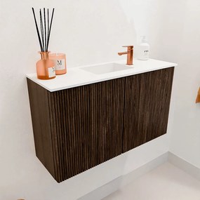 Mondiaz Joya 70cm toiletmeubel walnut met wastafel faye midden 1 kraangat talc
