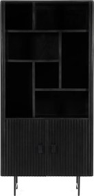 Zwarte Boekenkast Met Latjes - 96x37x200cm.
