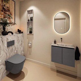 Mondiaz Ture DLux toiletmeubel 60cm dark grey met wastafel glace midden zonder kraangat