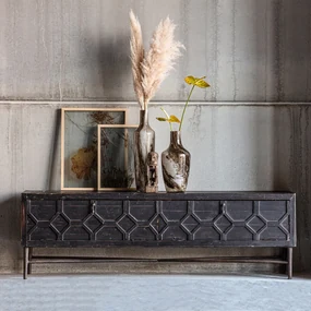 BePureHome Bequest Vintage Tv-meubel Zwart Hout - 160x45x50cm.