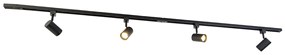 Moderne 1-fase railsysteem met 4 spots zwart - Iconic Jeana