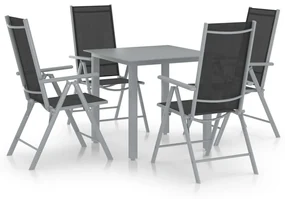 vidaXL 5-delige Tuinset aluminium zilverkleurig en zwart