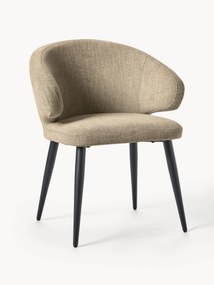 Bouclé eetstoel Celia met armleuningen
