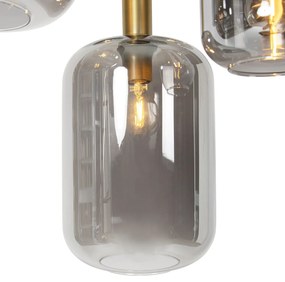 Smart hanglamp zwart met goud met smoke glas incl. 5 Wifi A60 - Zuzanna