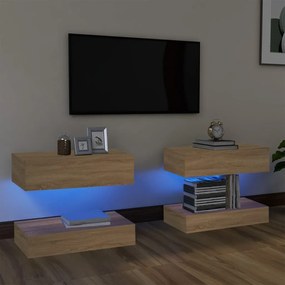 vidaXL Tv-meubelen 2 st met LED-verlichting 60x35 cm sonoma eikenkleurig