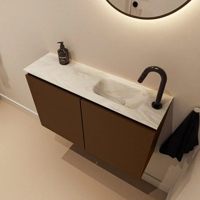 Mondiaz Ture DLux toiletmeubel 80cm rust met wastafel ostra rechts met kraangat