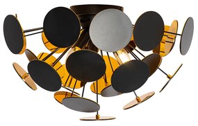 Design plafondlamp zwart met goud 54cm 3-lichts - Cerchio
