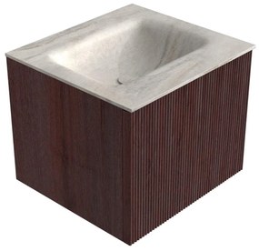 Mondiaz Kurve-dlux 50cm badmeubel ruby met 1 lade en wastafel grunne midden zonder kraangat ostra