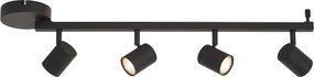 Moderne plafondspot zwart GU10 50mm 4-lichts incl. backlight en 3-way switch - Back Up