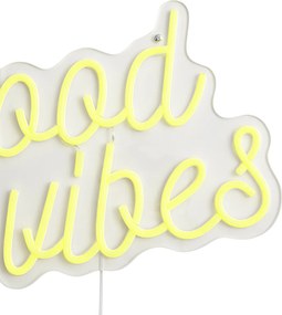 Neon wandlamp geel incl. LED - Good Vibes