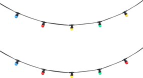 Lichtsnoer zwart koppelbaar met stekker 6m incl. E27 multicolor 10-lichts IP64 - Lubber