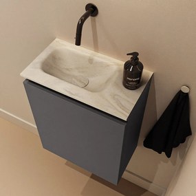 Mondiaz Ture DLux toiletmeubel 40cm dark grey met wastafel ostra links zonder kraangat