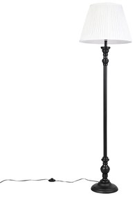 Vloerlamp zwart met plisse kap wit 45 cm - Classico