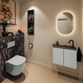 Mondiaz Ture DLux toiletmeubel 60cm greey met wastafel lava rechts met kraangat