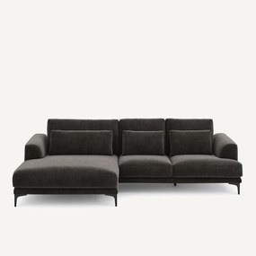 XL hoekbank links in chenille fluweel, MARSILE