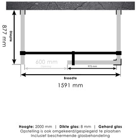 Brauer JC profielloze inloopdouche XL 160x90cm goud geborsteld