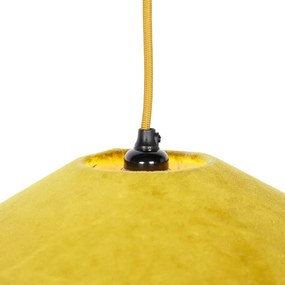 Stoffen Eettafel / Eetkamer Retro hanglamp geel velours met franjes - Frills Art Deco,Oosters E27 rond Binnenverlichting Lamp