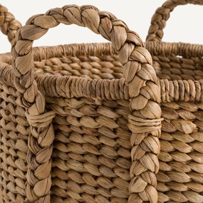 Ronde mand met 4 handvatten in waterhyacint , Tima