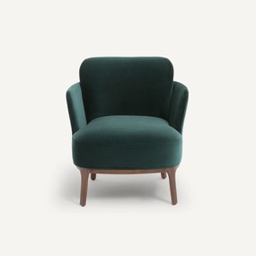 Fauteuil met poten van massief notenhout en fluweel, Jabote