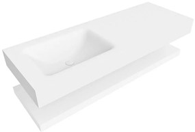 Zaro Alan badmeubel 130cm met planchet talc en vrijhangende wastafel cloud links zonder kraangat talc