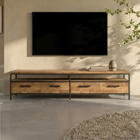 Tv-meubel Teak Met Lades 200 Cm - 200x40x45cm.
