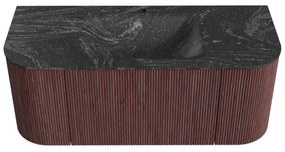 Mondiaz Kurve-dlux 110cm badmeubel ronding links/rechts ruby met 1 lade en 2 deuren en wastafel cloud midden 1 kraangat lava