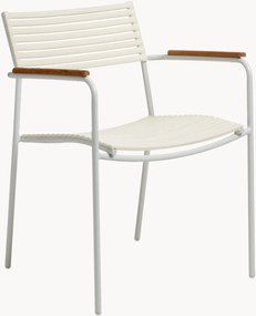 Stapelbare tuin armstoel Mood Air met teakhouten armleuningen