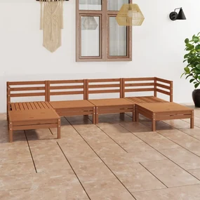 vidaXL 6-delige Loungeset massief grenenhout honingbruin