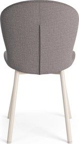 FIORA Lichtgrijs taupe (stof Basel 34) / beige frame - MODERNE GESTOFFEERDE STOEL VOOR WOONKAMER/EETKAMER LOFT