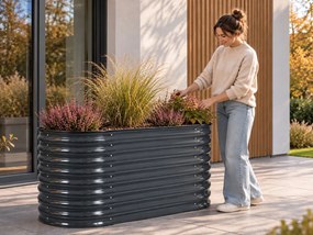 Verhoogde metalen plantenbak 1,6 x 0,8 m Mandal Store Boss antraciet