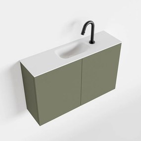 Zaro Polly toiletmeubel 80cm army met witte wastafel met kraangat